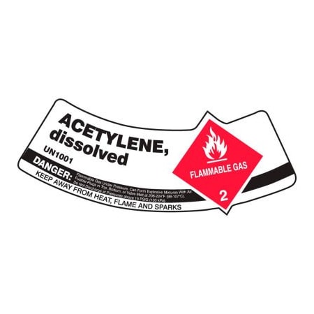 Accuform Accuform Gas Cylinder Shoulder Label, Acetylene Dissolved, Vinyl Adhesive, 5/Pack MCSLACRVSP